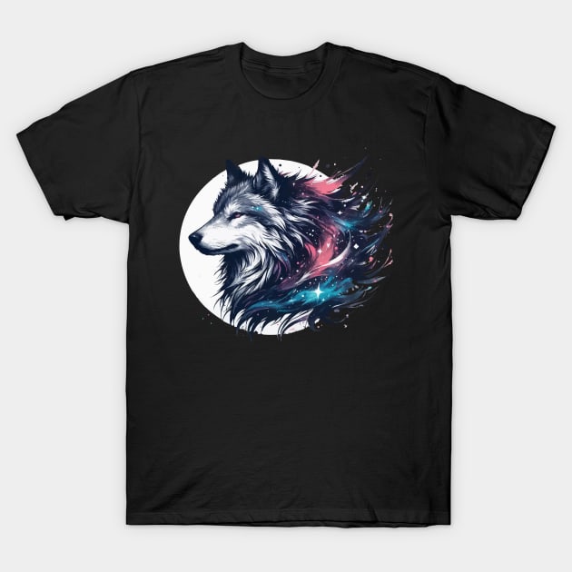 Wolf and moon artwork T-Shirt by Evgmerk